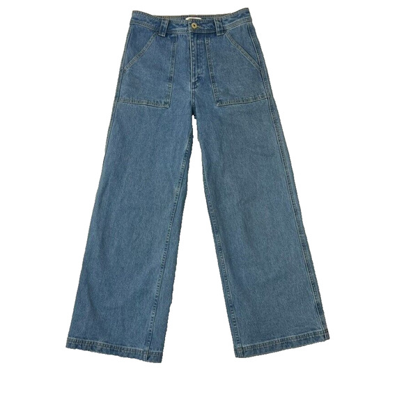 Roark Jeans Womens 27 Blue High Rise Sailor Fit Utility HWY 125 Wide Leg - Picture 1 of 8